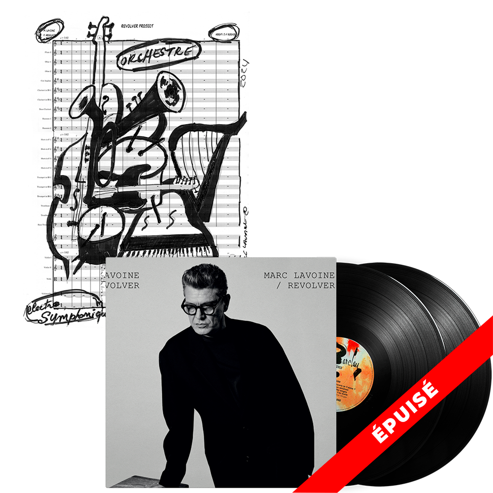 PACK REVOLVER - DOUBLE VINYLE NOIR (VERSION DÉDICACÉE) + LITHOGRAPHIE DÉDICACÉE (ILLUSTRATION PAR MARC LAVOINE)
